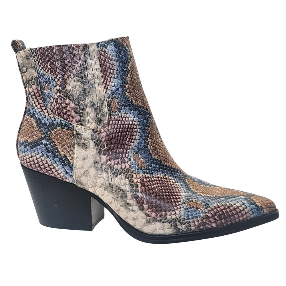 ARIDER GIRL Boots Womens Size 7.5 38 Snake Ankle Western Block Heel Pointed Toe